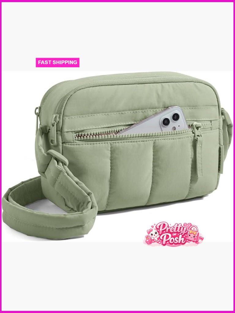 Mini Crossbody Bag Puffy Shoulder Handbag Rfid Blocking Travel Purse